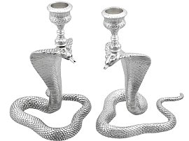 Scottish Sterling Silver Snake Candlesticks - Antique Victorian (1899)